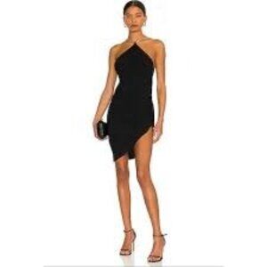 Amanda Uprichard Black Asymmetrical Mini Dress With Chain Straps XS